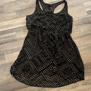 Massimo Black Mini Dress with Beige Geometric Print